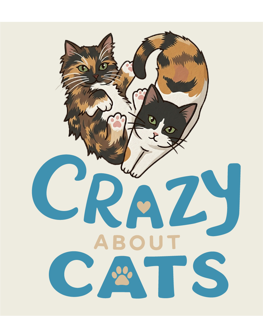 Crazy About Cats — two illustrated cats forming a heart